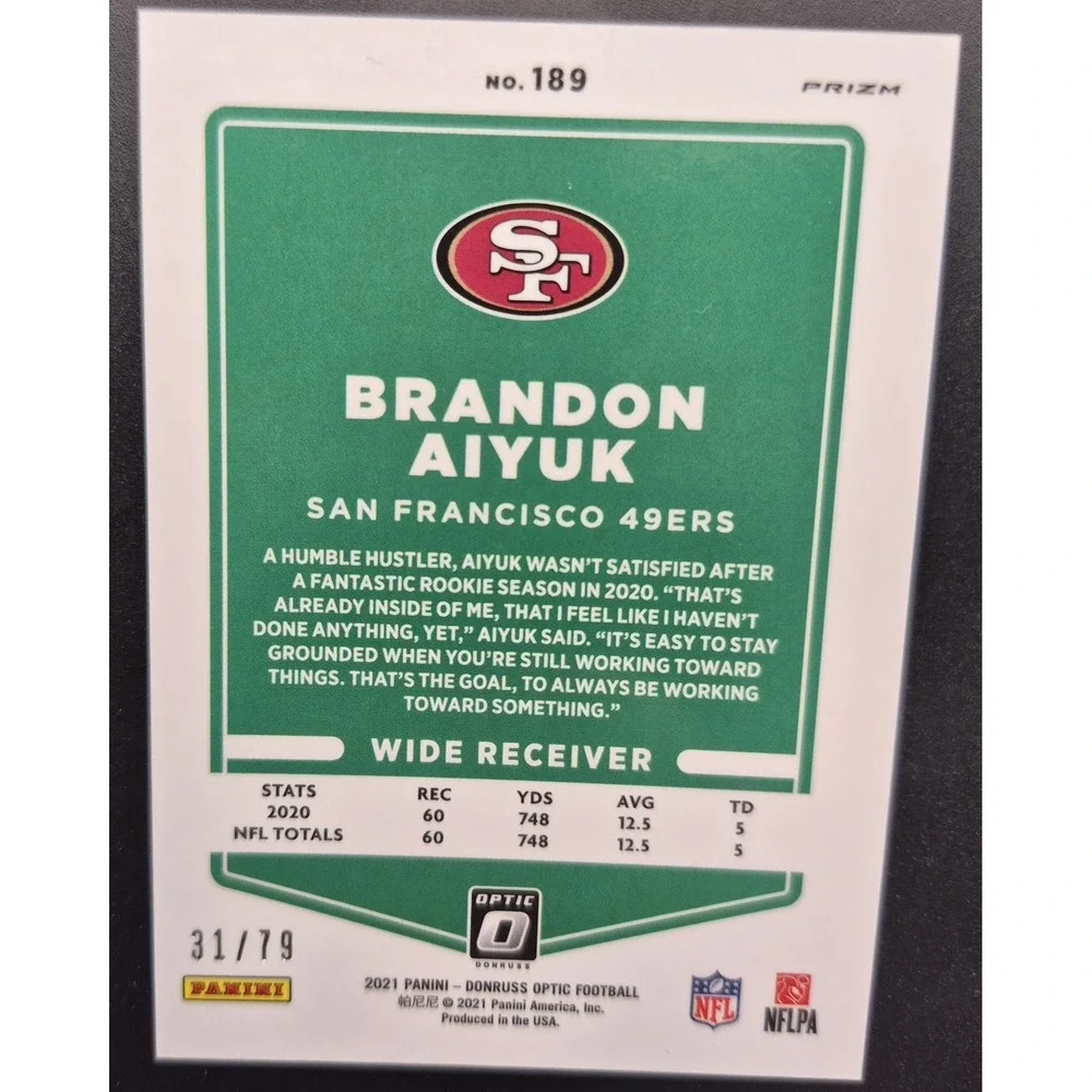 2021‎ Donruss Optic Brandon Aiyuk #189 Orange Scope /79 San Francisco 49ers